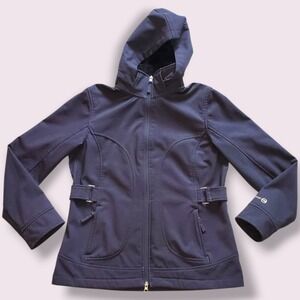 Free Country Soft Shell Jacket Women's Medium Gray‎ Full Zip Hooded Active